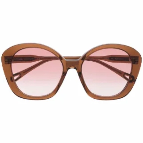 Chloé Brown-Orange Oversized-Frame Sunglasses - Picture 12 of 14